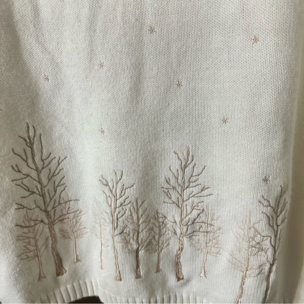 Carroll Reed Women's White Acrylic Tree Snowflakes Embroidered Sweater Sz XL - Picture 6 of 11